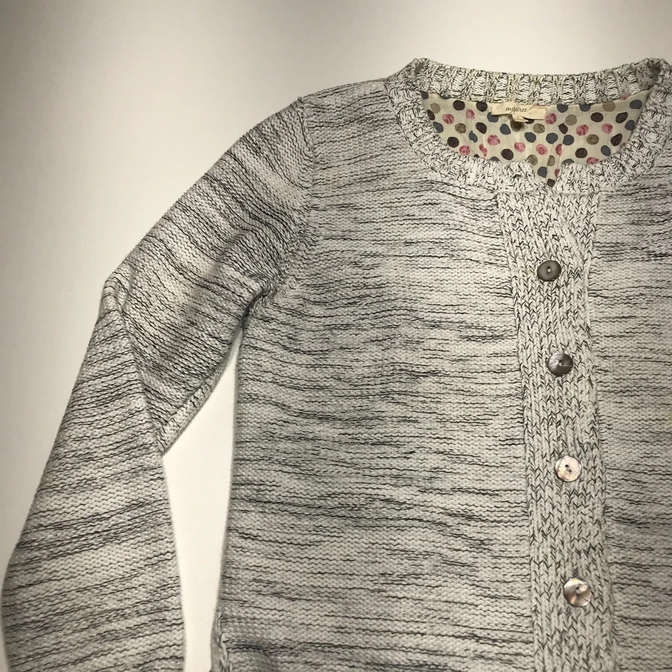Cárdigan Mystree para mujer talla L pesado gris blanco estampado forro de camisa sintética Foto 3 de 4