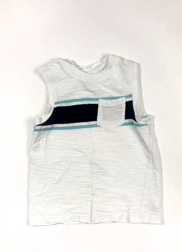 Koala Kids Boys 2t White Color Blocked Sleeveless Tank Top Front Pocket Cotton - Picture 2 of 5