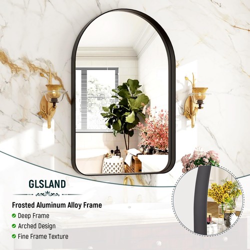 24”x36“ Black Arched Bathroom Mirror - Aluminum Alloy Framed Mirrors for Wall... - Picture 4 of 7