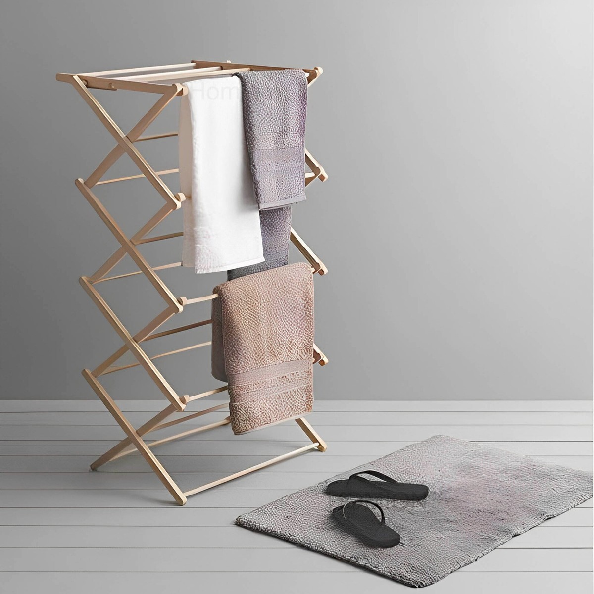 Tier Classic Bamboo Wooden Vintage Traditional Folding Clothes Airer Horse