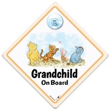 Winnie The Pooh Baby On Board Sign, Suction Cup Grandchild Car Sign For Kids
