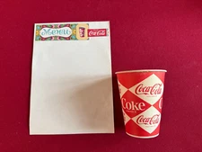 1960's, Coca-Cola, "Un-Used" Diamond Logo Cup & Menu Sheet (Scarce / Vintage)