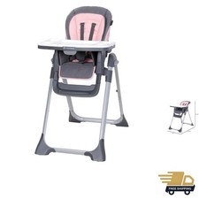 Toddler High Chair Cozy Pink Metal Plastic Fabric 3-in-1 Adjustable
