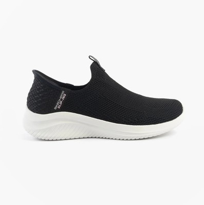 Skechers Flex 3.0-Easy WIN Damen Textil Slipper Ultra Schwarz Freizeit Sneaker
