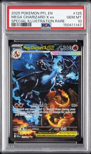 2025 POKEMON PFL EN-PHANTASMAL FLAMES #125 MEGA CHARIZARD X EX PSA 10