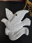 2 Vintage 1980’s Avon White Ceramic Christmas Ornaments Snowflake Dove Wreath 3" — photo 8