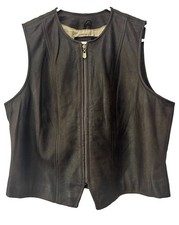 Preston York Vtg. Y2K Brown Leather Vest Women's Large Cleaned Conditioned