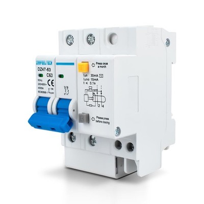 1 Stück 63 Ampere Strom 230V Leitungsschutzschalter MCB zweipolig Typ B für 