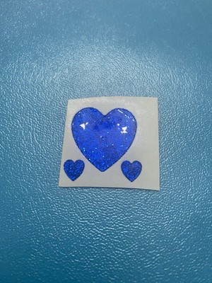 Very Small Royal Blue Glitter Effect Heart Stickers Imperfect