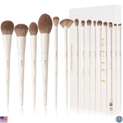 BEILI Makeup Brush Set 15Pcs Labeled Makeup Brushes Premium Synthetic Foundation
