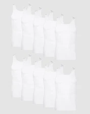 Hanes Tank Undershirt 10-Pack ComfortSoft Value Tag Itch Free Ribbed White S-3XL