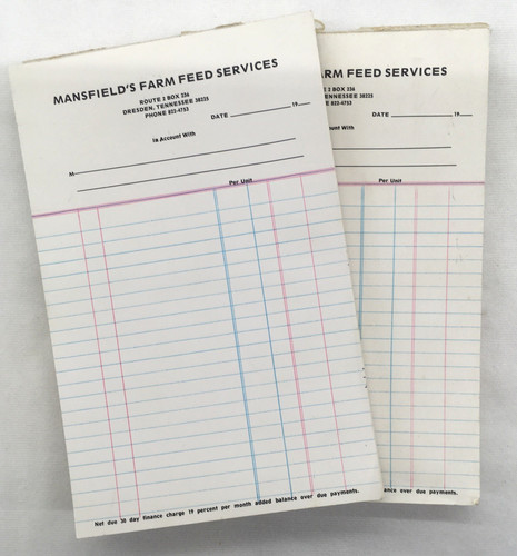 Mansfield’s Farm Feed Services, Dresden, TN Receipt Books  (Lot Of 2) C-5