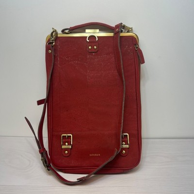 La Flore Paris bobobark Vegan Cork Skin Convertible Backpack Purse Cognac Red