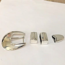 Signed CR 925 Sterling Silver .75  4pc Ranger Belt Buckle Set 36.3g SS78 