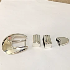 Signed CR 925 Sterling Silver .75” 4pc Ranger Belt Buckle Set 36.3g (SS78)