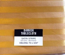 LINENS N THINGS Gold Satin Stripe Tablecloth Oblong 70X104 NEW