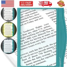 5X Large LED Page Magnifier for Reading with 3 Color Lighting Modes & Anti-Gl...