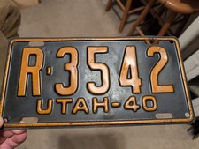   A+  1940 UTAH LICENSE PLATE