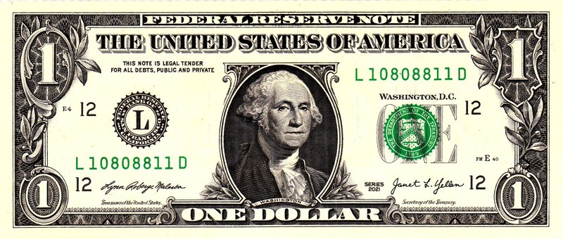 $1 2021 Fancy Serial  Uncirulated CU L10808811D
