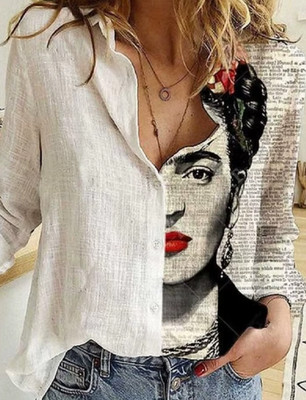 Frida Kahlo News Print Blouse Top