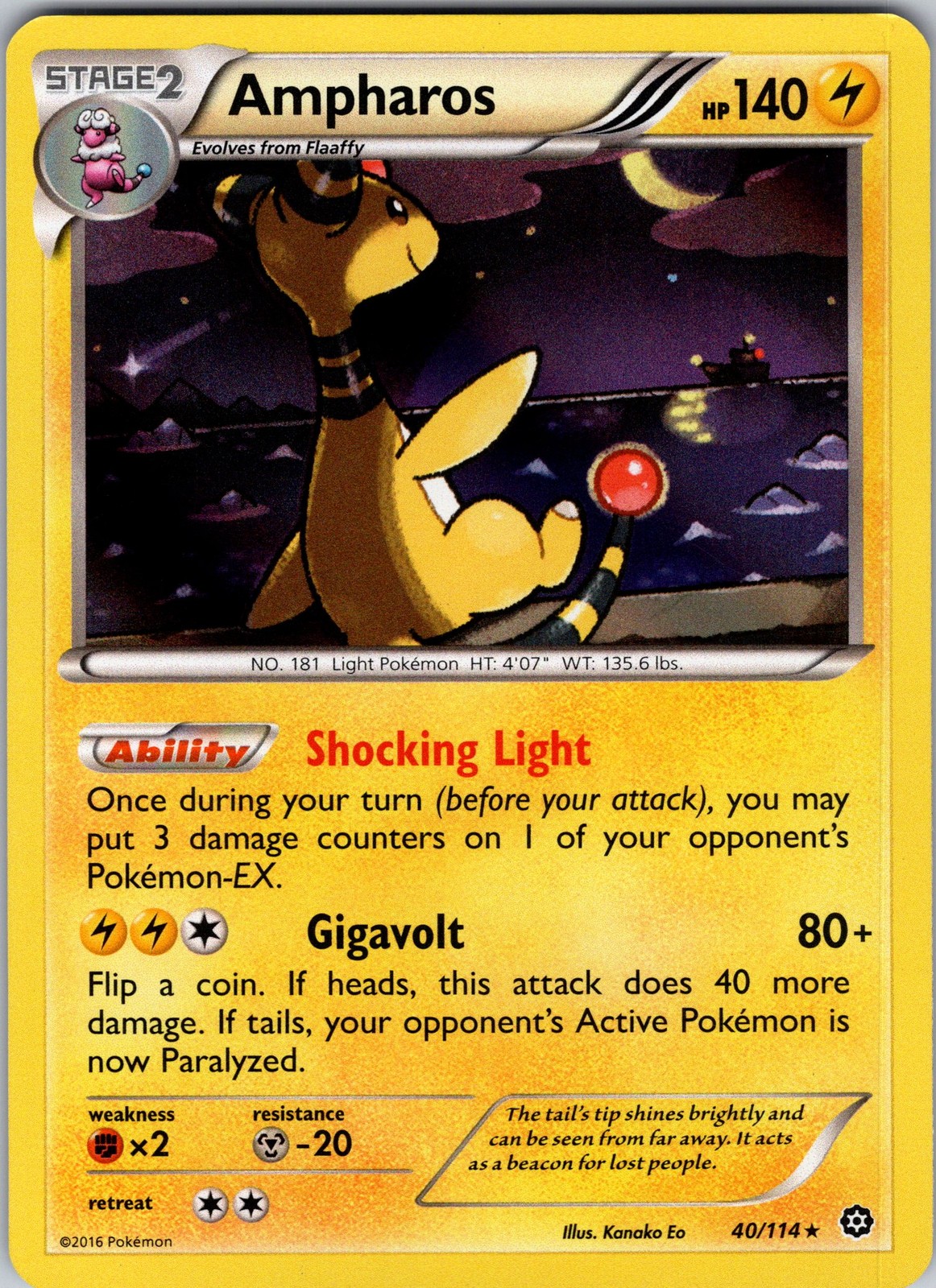 Ampharos 40/114 XY - Steam Siege Pokemon TCG NM