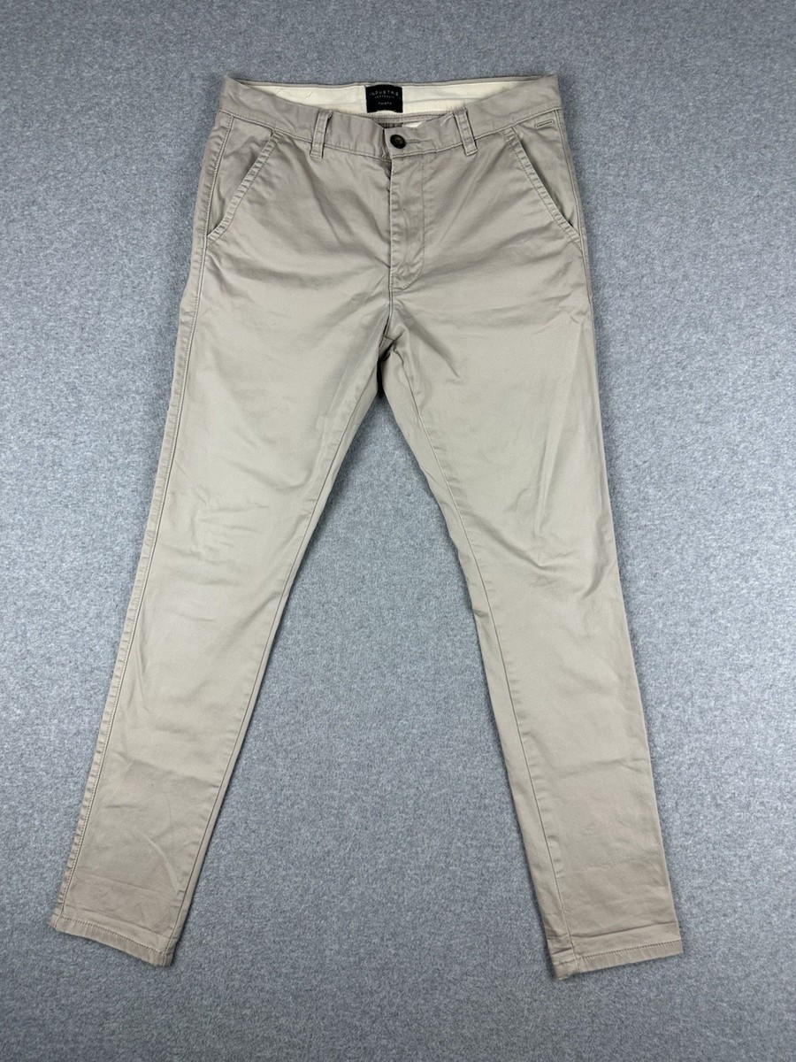 Industrie Men's Cuba Chino Pants Size 30 Slim Leg Beige Stretch Smart Casual