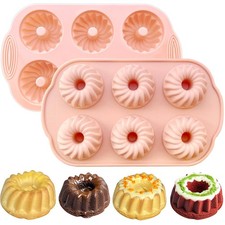 2 PCS Silicone Cake Pan Nonstick Mini Cupcake Donut Chocolate Brownie Mold