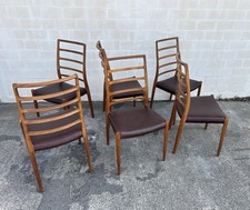 Niels Møller Model 82 Danish Teak Dining Set Leder Stuhl Chair Moller MidCentury
