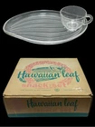 Vtg 1950's Snack Plate Cup Set Hawaiian Leaf 8 Piece Luncheon Federal Glass Co