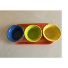 Fiesta 4-Piece Ceramic Chip & Dip Bowl Set Blue Green Yellow Orange Tray
