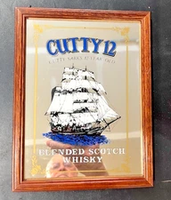 Vintage Small Cutty Sark 12-Year Old Blended Scotch Whisky Mirror Sign - 6" x 8"