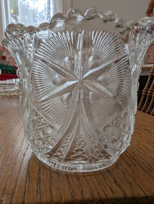 EAPG MCKEE Glass Yutec Clear Spooner 3 3/4'' 1907, Star Trek Pattern