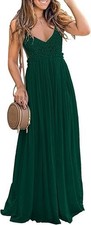 NWT Ladmous Women's V Neck Floral Lace Maxi Dress Size L