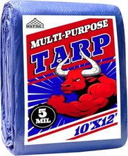 Tarp 10x12 ft 100% Waterproof Uv Resistant High Durability Multipurpose 5mil Blu