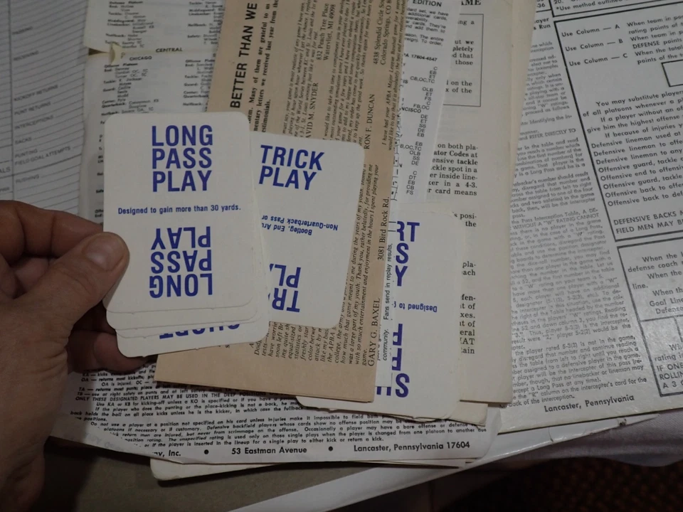 APBA Football Board Game Pro League XF82 not complete - vintage - Image 3 of 4