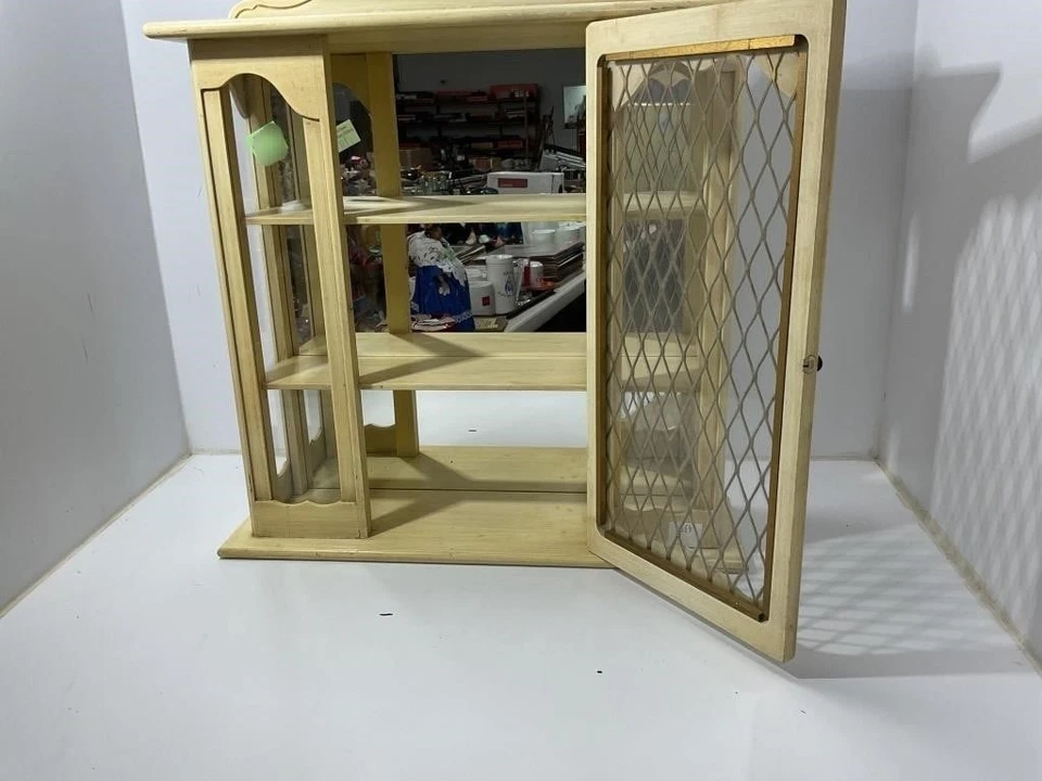 Vitrina de curiosidades espejadas de montaje en pared provincial francesa puertas de vidrio Etagere Foto 2 de 4