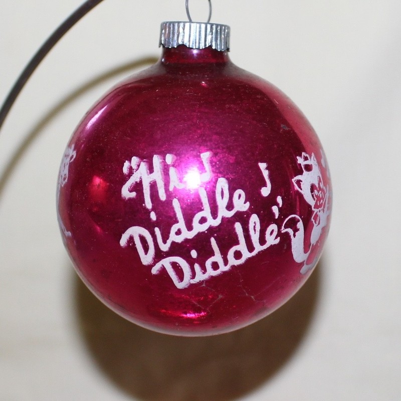 RARE Vintage Shiny Brite Hi Diddle Diddle Mercury Glass Pink Christmas Ornament