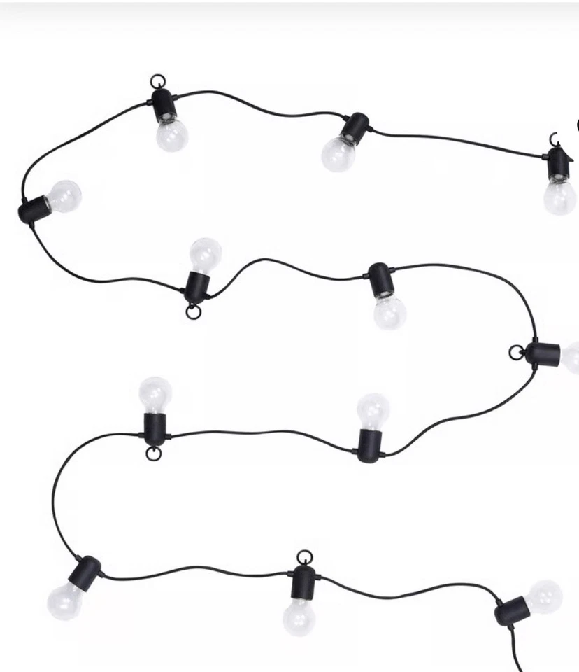 IKEA SVARTRÅ SVARTRA LED Cadena Luz con 12 Luces, Negro/Exterior 203.908.28 Foto 3 de 3