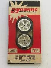 Dynamic Models #685 Chrome Drag Tire & Wheel 1 pair for 1/24 scale slot cars NIB
