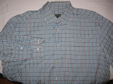 Ermenegildo Zegna blue-white check casual shirt XXL 17 x 35  S2 