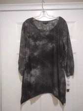 AB studio NWT Charcoal Goth Tunic Blouse Size XL