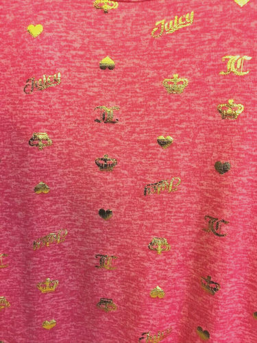 Juicy Couture Girl's 2-Piece Pink/Gold Logo Pajama PJ Set S/S Shirt & Pants NWT - Picture 2 of 2