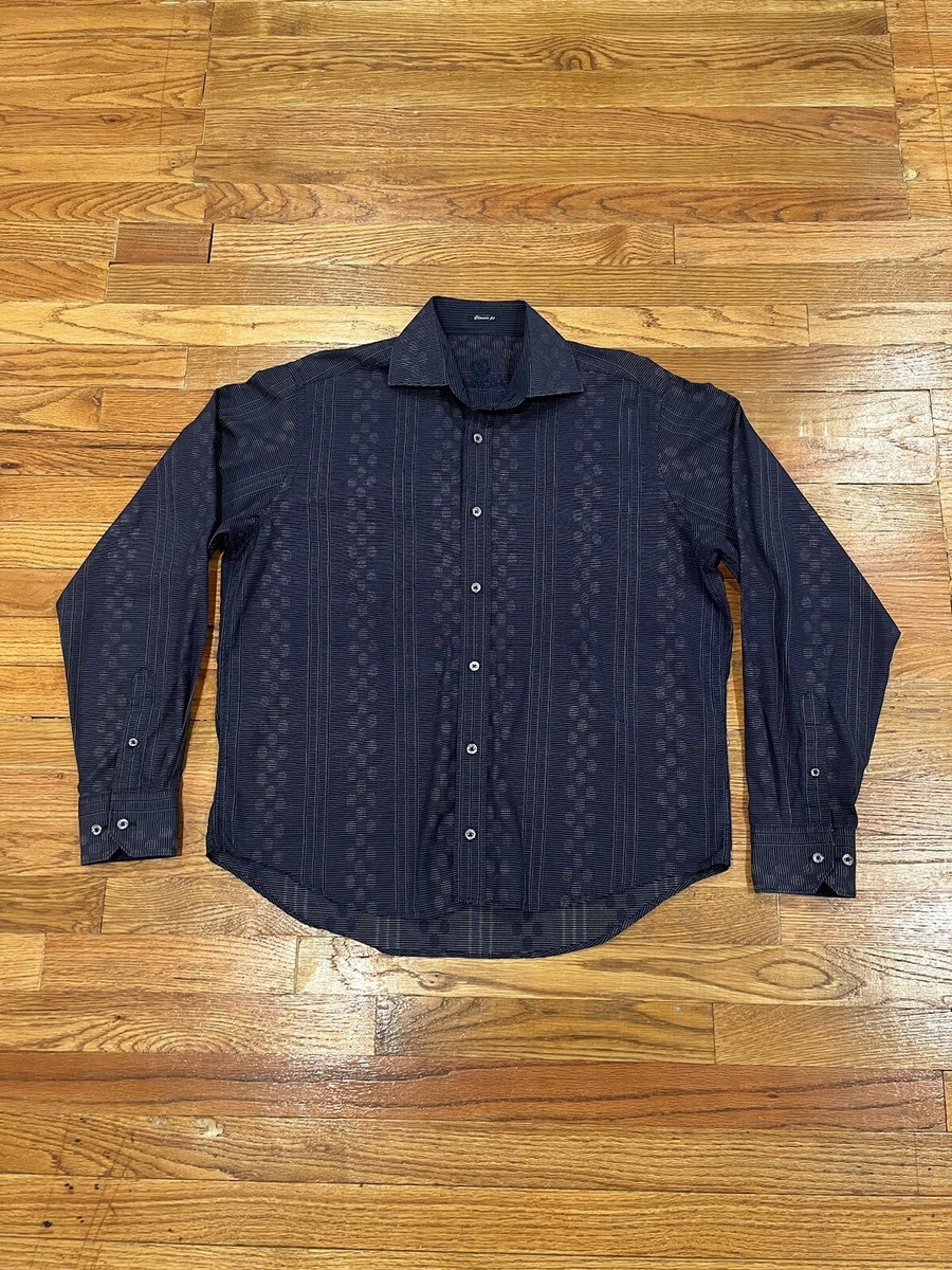 Bugatchi Uomo Classic Fit Long Sleeve Geometric Button Down Shirt Men M