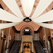 6 chiffon Beige ceiling drapery for Party Ceremony Stage Wedding Decoration NEW