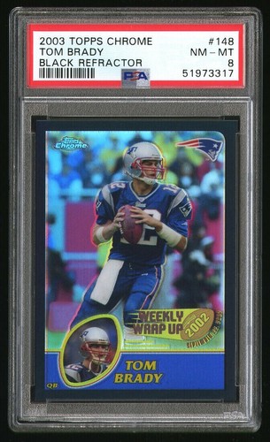 Tom Brady [Black Refractor] #148 2003 Topps Chrome card
