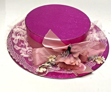 Vintage Large Floral  Bow Hat Gift Box Storage 11"