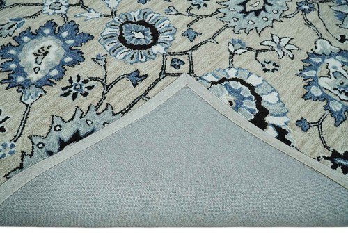 Hand Tufted 5x8 Beige, Teal and Black traditional wool area rug - DD/MA253 - Picture 5 of 11