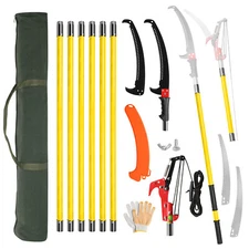 Manual Pole Saw Extendable Tree Pruner 6.5-26 ft Fiberglass Pole Scissors