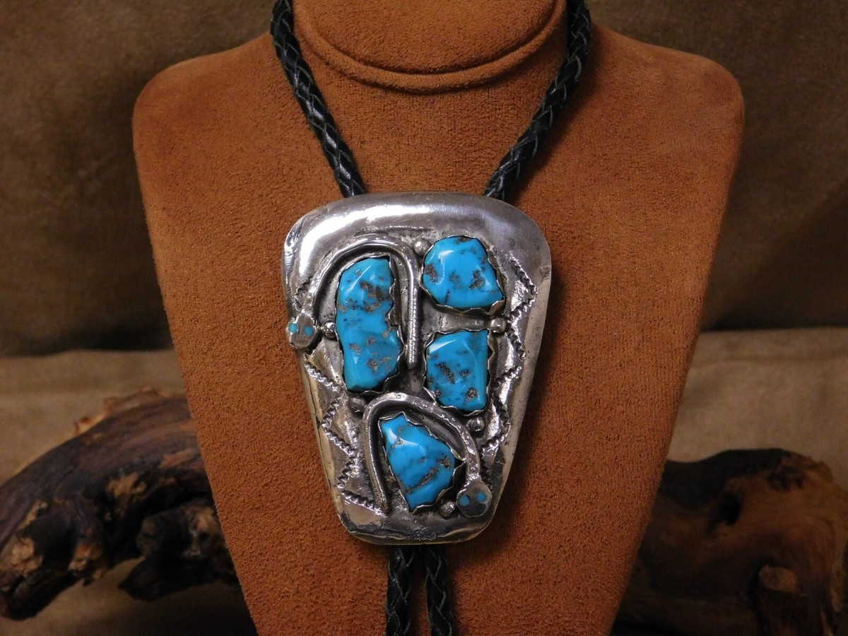 Vintage Zuni Turquoise Effie Calavaza Bolo Tie | eBay