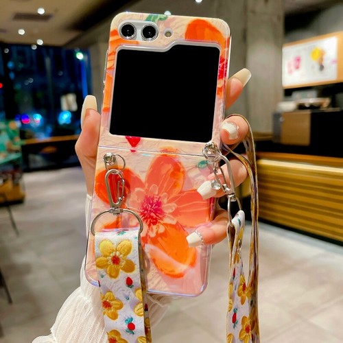 For Samsung Galaxy Z Flip 5/4/3 Luxury Carry Crossbody Shoulder Strap TPU Case - Picture 11 of 20